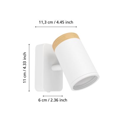Eglo - Badezimmer-Wandspot 1xGU10/3W/230V IP44 weiß/beige