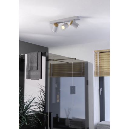 Eglo - Badezimmer-Spotleuchte 3x GU10/3W/230V IP44 weiß/beige