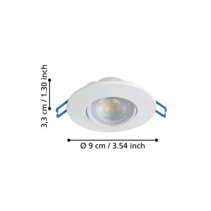 Eglo - Set 10x LED-Einbaustrahler, 4,9 W, 230 V, 2700/4000/6500 K, Ø 9 cm, weiß