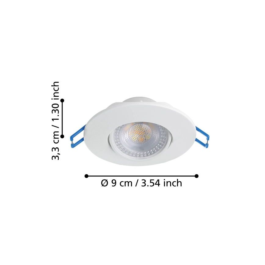 Eglo - Set 10x LED-Einbaustrahler, 4,9 W, 230 V, 2700/4000/6500 K, Ø 9 cm, weiß