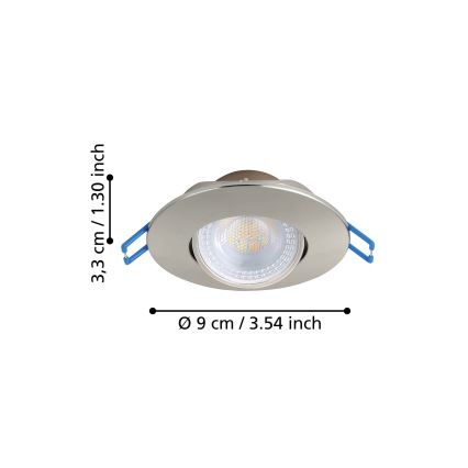 Eglo - 7er-Set LED-Einbauleuchte LED/4,9W/230V 2700/4000/6500K Ø 9 cm mattchrom