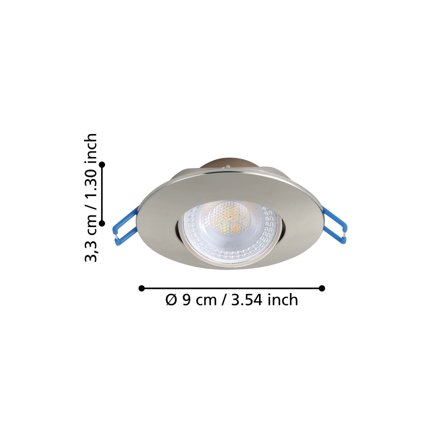 Eglo - Set 10× LED-Einbauleuchten LED/4,9W/230V 2700/4000/6500K Ø 9 cm matt-chrom