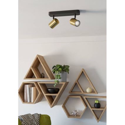 Eglo - Badezimmer-Spot 2xGU10/5W/230V IP44 schwarz/gold