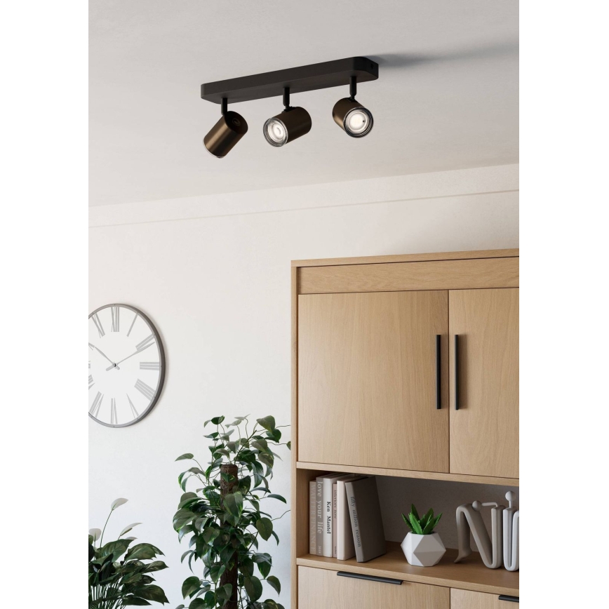 Eglo - Badezimmer-Spotleuchte 3xGU10/5W/230V IP44 schwarz/braun