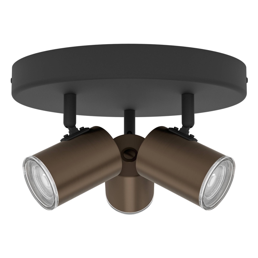 Eglo - Badezimmer-Deckenspot 3x GU10/5W/230V Ø 25 cm IP44 schwarz/braun