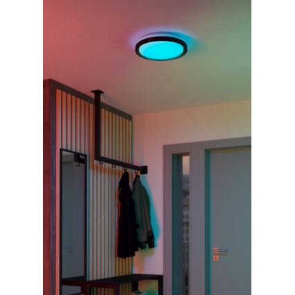 Eglo 300684 - dimmbare LED-RGBW-Deckenleuchte MALERAMARA-Z LED/14W/230V 2700-6500K Ø 35,7 cm schwarz/gold + Fernbedienung
