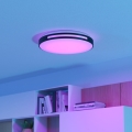 Eglo 300687 - LED RGBW dimmbare Deckenleuchte MONTEGRANARO-Z LED/18,5W/230V 2700-6500K Ø 39,4 cm schwarz + Fernbedienung