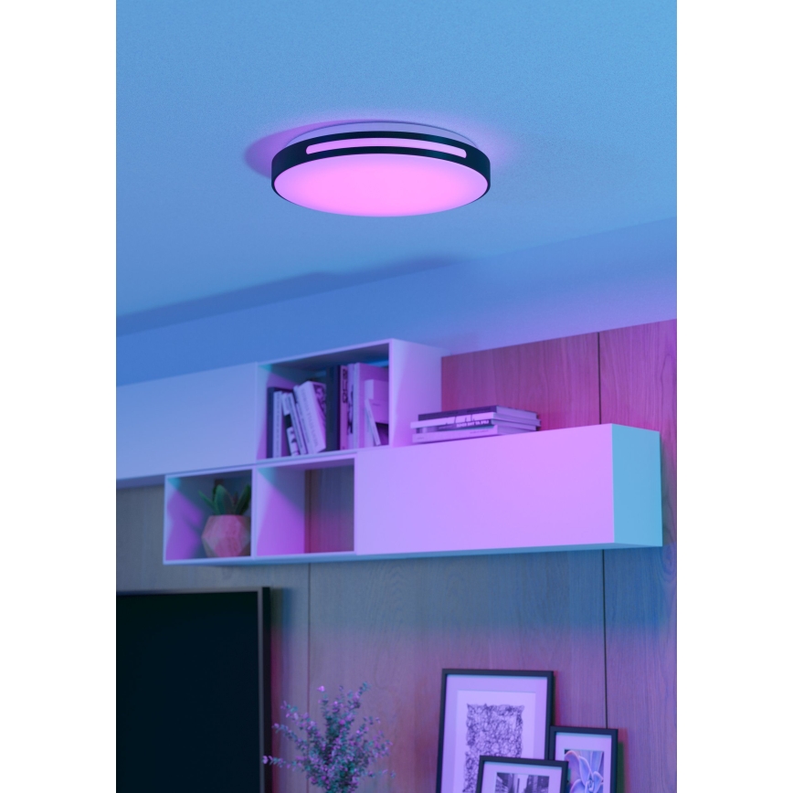 Eglo 300687 - LED RGBW dimmbare Deckenleuchte MONTEGRANARO-Z LED/18,5W/230V 2700-6500K Ø 39,4 cm schwarz + Fernbedienung