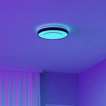 Eglo 300688 - LED RGBW dimmbare Deckenleuchte MONTERIGGIONI-Z LED/18,5 W/230 V 2700–6500 K Ø 38,4 cm schwarz + Fernbedienung