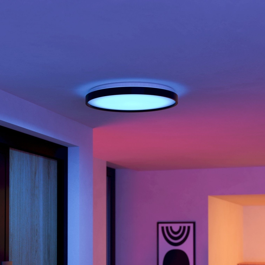 Eglo 300692- LED RGBW dimmbare Deckenleuchte MOZONCILLO-Z LED/28,3W/230V 2700-6500K Ø 48,4 cm schwarz + Fernbedienung