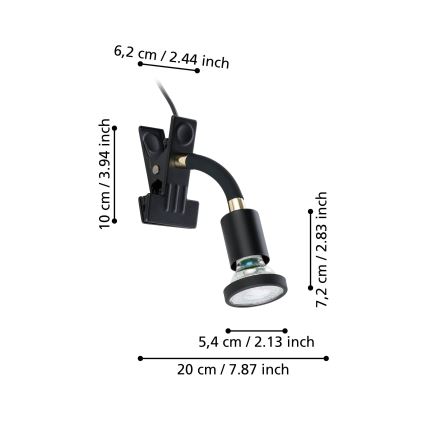 Eglo - LED-Klemmleuchte 1x GU10/4,5 W/230 V schwarz