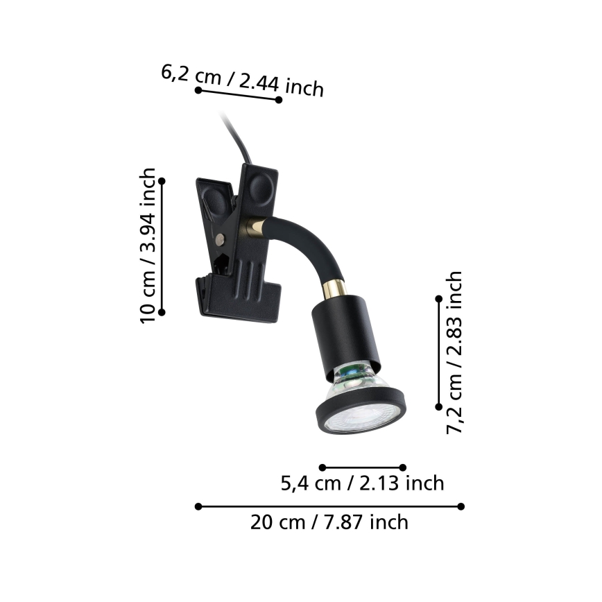 Eglo - LED-Klemmleuchte 1x GU10/4,5 W/230 V schwarz