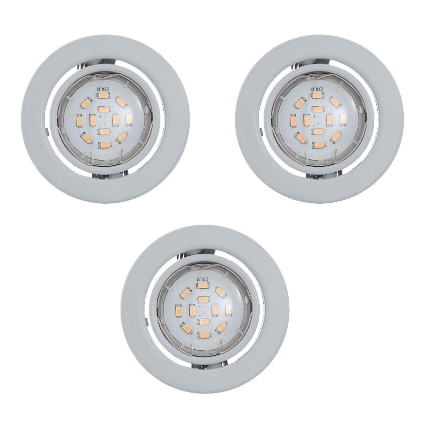 EGLO Einbauleuchte 3er-Set – Nickel-matt, 3,3 W, Schwenkbar – Mit GU10 LED, Warmweiß