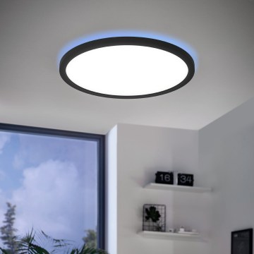 Eglo 31703 - Dimmbare LED-RGBW-Deckenleuchte ROVITO-Z LED/14,6W/230V 2700-6500K Durchmesser 29,5 cm schwarz