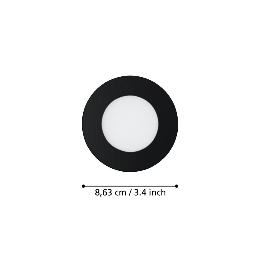 Eglo 31743 - SET 3x dimmbare LED-Deckeneinbauleuchten FUEVA-Z LED/2,8W/230V 2700–6500 K IP44 schwarz Ø 8,5 cm
