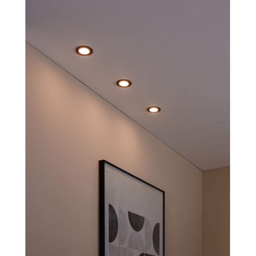 Eglo 31743 - SET 3x Dimmbare LED-Einbauleuchte für Badezimmer FUEVA-Z 1xLED/2,8W/230V 2700-6500 IP44 schwarz