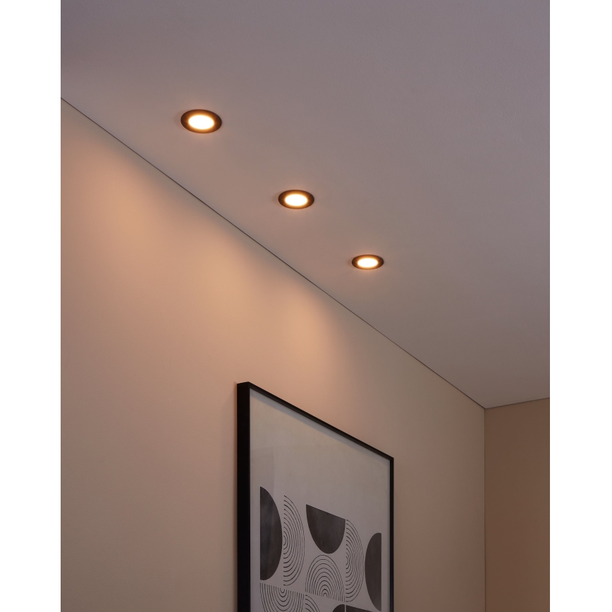 Eglo 31743 - SET 3x Dimmbare LED-Einbauleuchte für Badezimmer FUEVA-Z 1xLED/2,8W/230V 2700-6500 IP44 schwarz