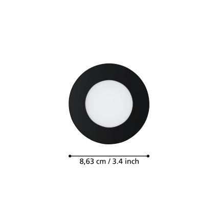 Eglo 31743 - SET 3x Dimmbare LED-Einbauleuchte für Badezimmer FUEVA-Z 1xLED/2,8W/230V 2700-6500 IP44 schwarz