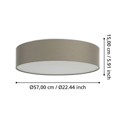 Eglo 31767 - Dimmbare LED RGBW-Deckenleuchte ROMAO-Z LED/35W/230V 2700-6500K Ø 57 cm taupe