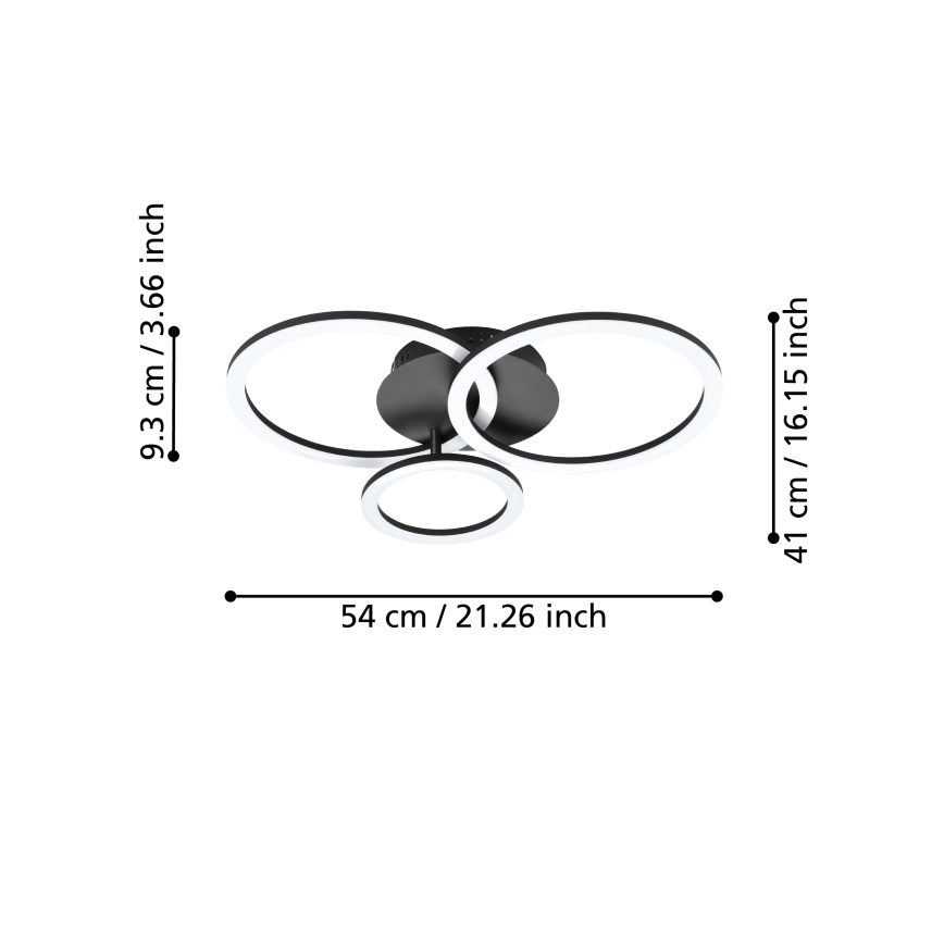 Eglo 31771 - Dimmbare LED-Deckenleuchte PARRAPOS-Z LED/33W/230V 3000-6500K schwarz