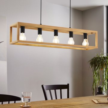 Eglo 32143 - BLACKCROWN Hängeleuchte mit Kabelaufhängung, 5xE27/40W/230V, braun