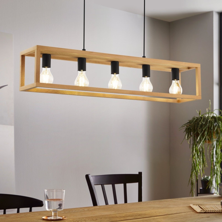Eglo 32143 - BLACKCROWN Hängeleuchte mit Kabelaufhängung, 5xE27/40W/230V, braun