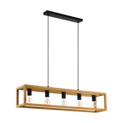 Eglo 32143 - BLACKCROWN Hängeleuchte mit Kabelaufhängung, 5xE27/40W/230V, braun