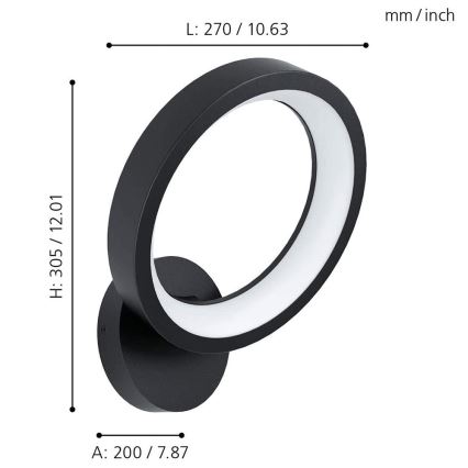 Eglo 32325 - Dimmbare Wandleuchte (LED RGBW)  MARGHERA-C LED/16W/230V 2700-6500K schwarz