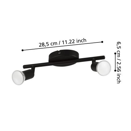 Eglo - LED-Strahler 2xGU10/2,8W/230V 3000K schwarz