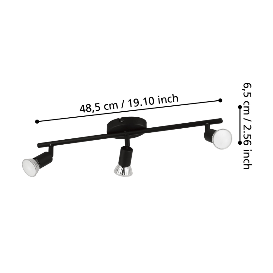 Eglo - LED-Strahler 3xGU10/2,8W/230V 3000K schwarz