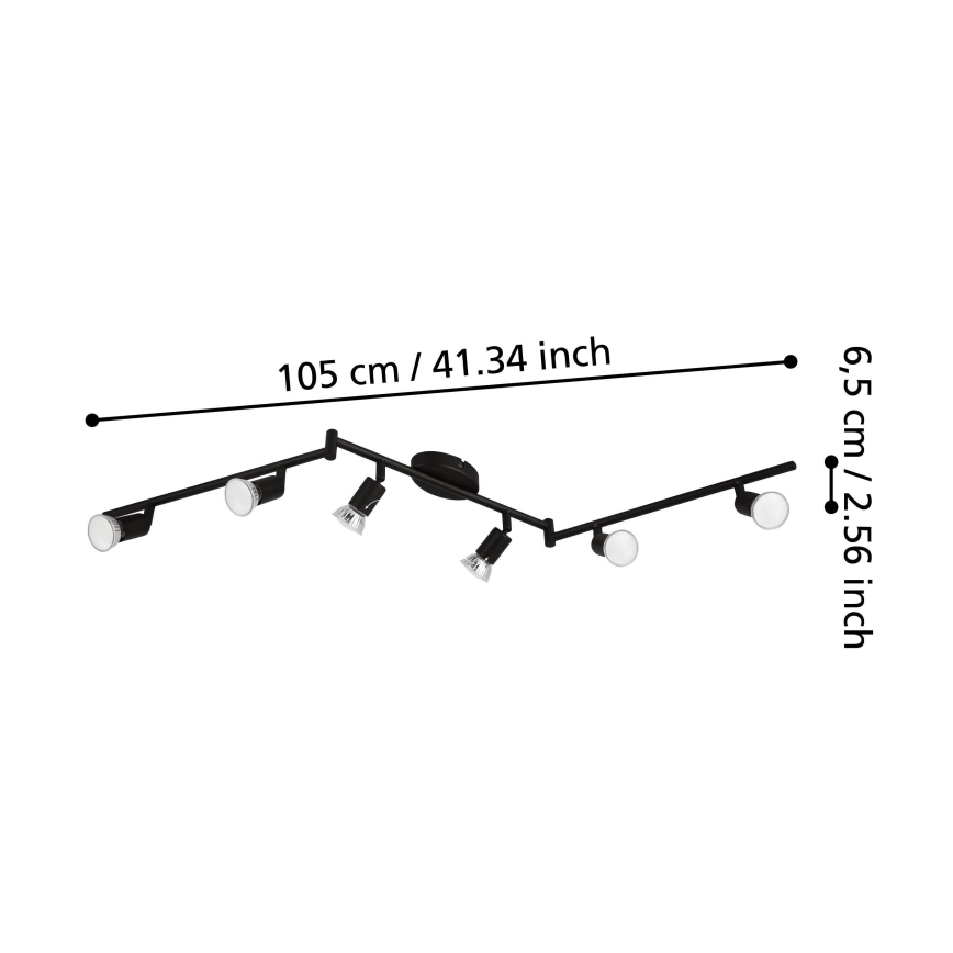Eglo - LED-Strahler 6xGU10/2,8W/230V 3000K schwarz