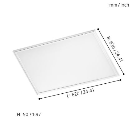 Eglo 32756 - Dimmbares LED-RGBW-Einbaupanel SALOBRENA-C LED/34W/230V weiß 62x62 cm + Fernbedienung