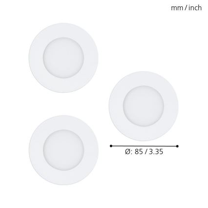 Eglo - Set 3x dimmbare RGB-LED-Einbauleuchte FUEVA-C LED/3W/230V Ø 8,5 cm