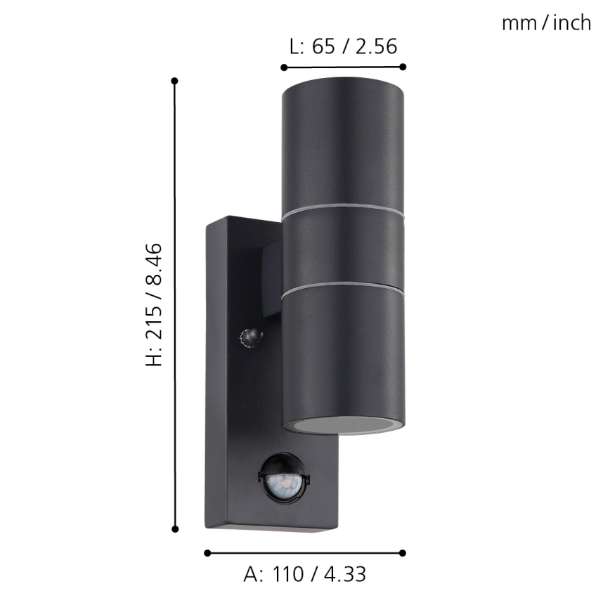 Eglo - LED-Outdoor-Wandleuchte mit Sensor 2xGU10/3W/230V IP44