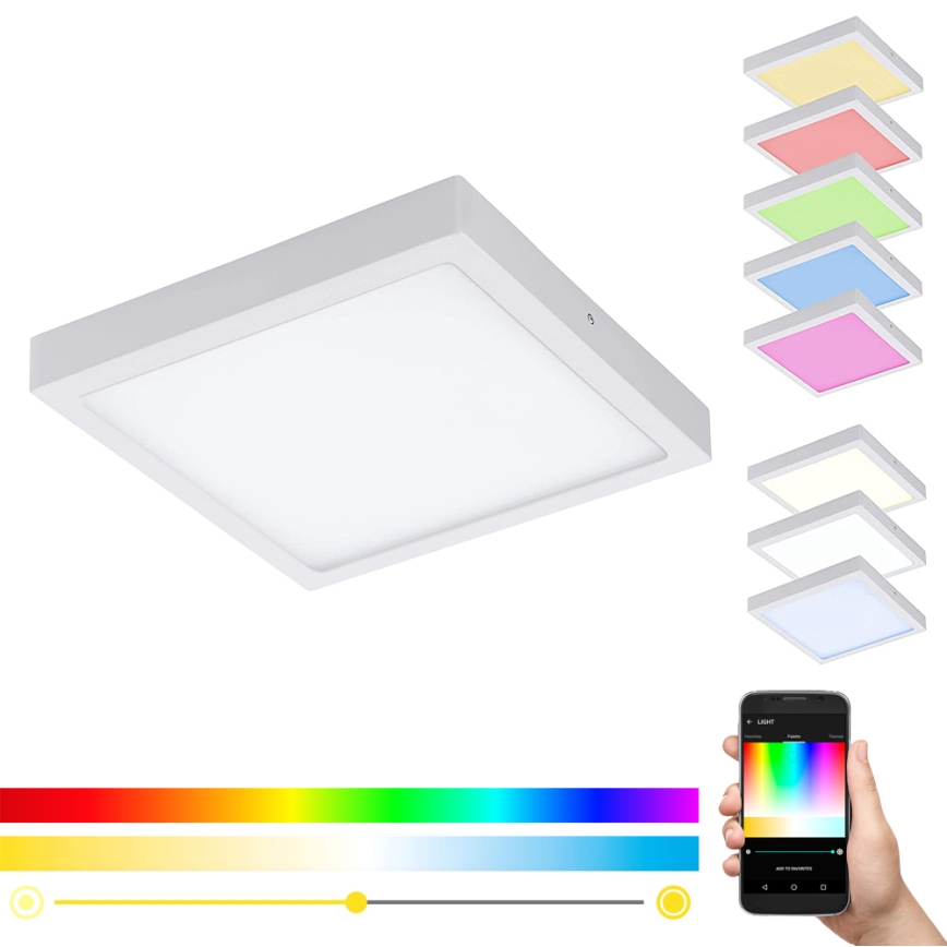 Eglo 33209 - LED RGBW dimmbare Deckenleuchte FUEVA-C LED/21W/230V 2700-6500K 30x30 cm weiß
