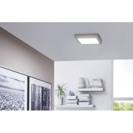 Eglo 33319 - LED RGBW dimmbare Deckenleuchte FUEVA-C LED/15,6W/230V 2700-6500K 22,5x22,5 cm mattchrom