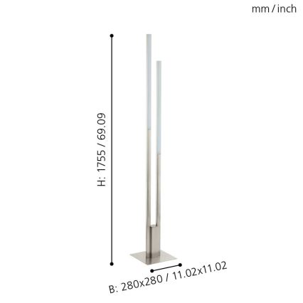 Eglo 33323 - Dimmbare LED-RGBW-Stehleuchte FRAIOLI-C 2xLED/17W/230V 2700-6500K matt Chrom