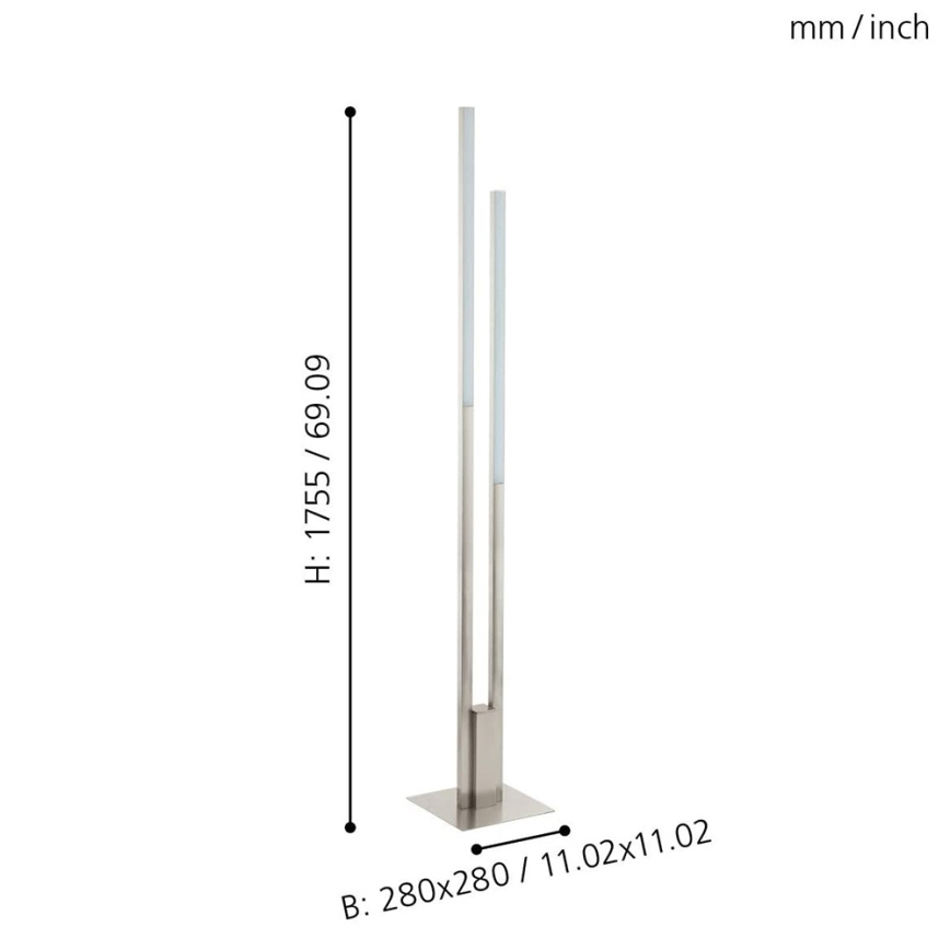 Eglo 33323 - Dimmbare LED-RGBW-Stehleuchte FRAIOLI-C 2xLED/17W/230V 2700-6500K matt Chrom
