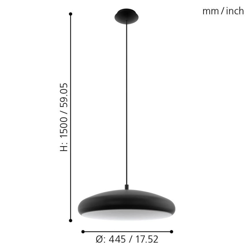 Eglo 33328 - Dimmbare LED-RGBW-Hängeleuchte RIODEVA-C LED/27W/230V 2700-6500K schwarz