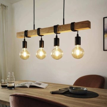 Eglo 33378 - LED-Hängeleuchte TOWNSHEND 4xE27/4W/230V 2200K beige/schwarz