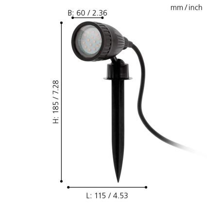 Eglo 33579 - LED RGBW Außenleuchte NEMA-C 1xGU10/5W/230V IP44 schwarz