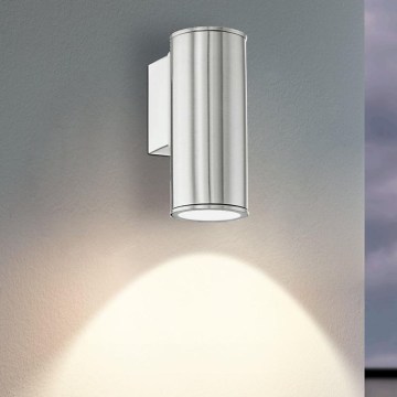 Eglo 33581 - LED RGBW dimmbare Außenwandleuchte RIGA 1xGU10/5W/230V 2700-6500K IP44 mattchrom