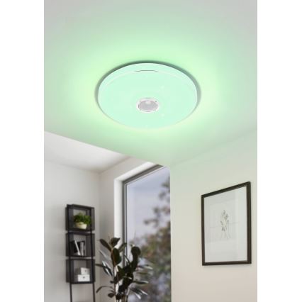 Eglo - LED RGBW Dimmbare Badezimmer-Deckenleuchte mit Lautsprecher LED/19W/230V 3000-6500K IP44 d 39 cm weiß + Fernbedienung