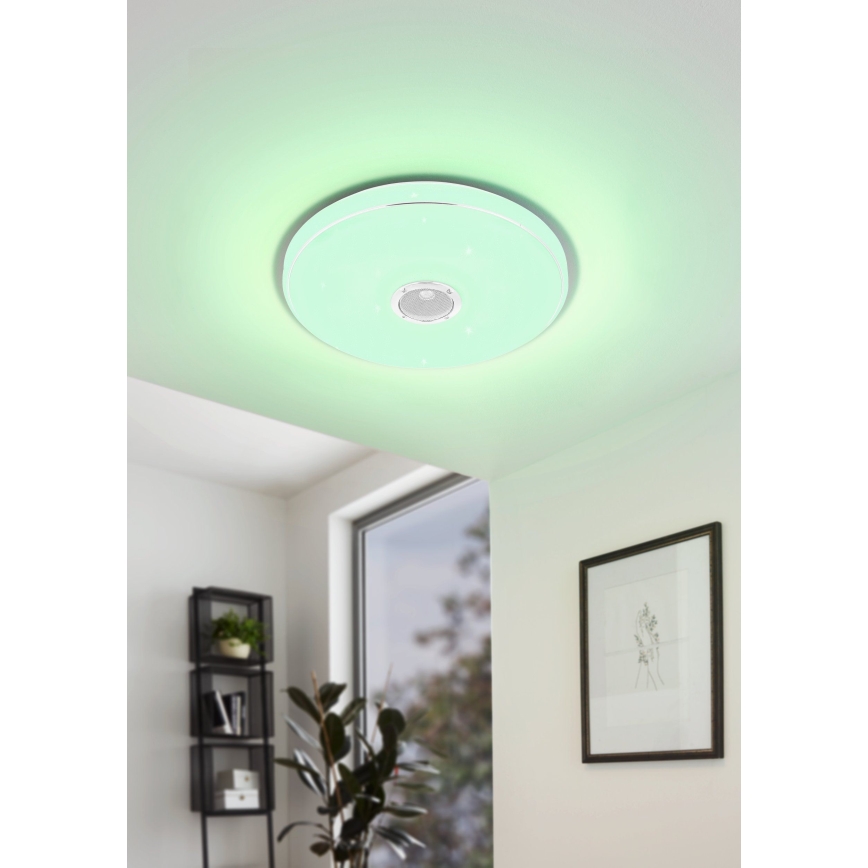 Eglo - LED RGBW Dimmbare Badezimmer-Deckenleuchte mit Lautsprecher LED/19W/230V 3000-6500K IP44 d 39 cm weiß + Fernbedienung