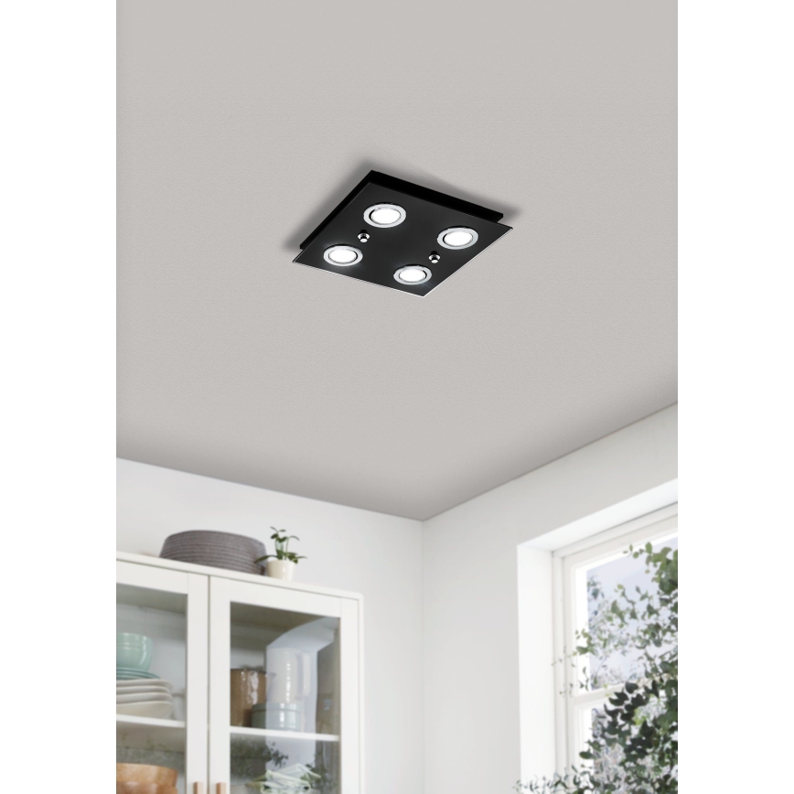 Eglo 33804 - LED-Deckenleuchte GRATTINO 4xGU10/2,8W/230V 3000K schwarz