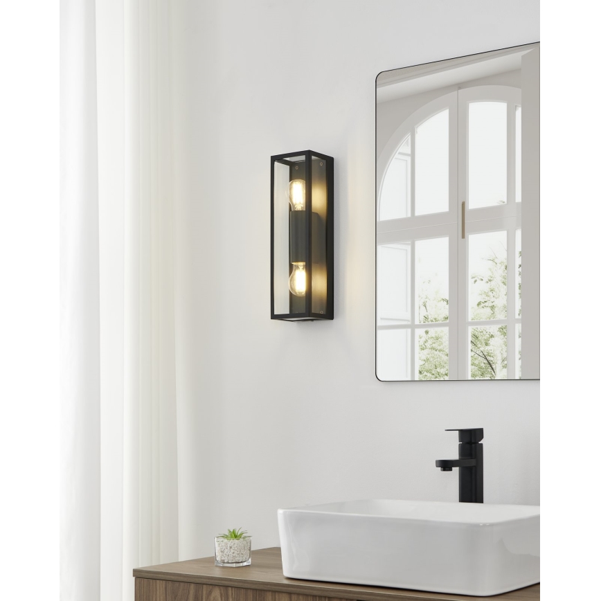 Eglo 33856 - Außenwandleuchte ALAMONTE 2xE27/60W/230V IP44 schwarz