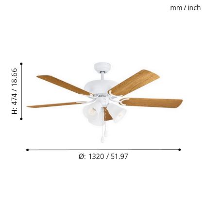 Eglo 35076 - Deckenventilator LAS PALMAS 3xE27/40W/230V braun