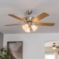 Eglo 35077 - Deckenventilator LAS PALMAS 3xE27/40W/230V mattchrom/braun