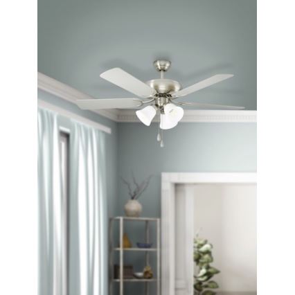 Eglo 35077 - Deckenventilator LAS PALMAS 3xE27/40W/230V mattchrom/braun