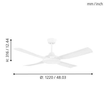 Eglo - Deckenventilator 52W/230V + FB weiß